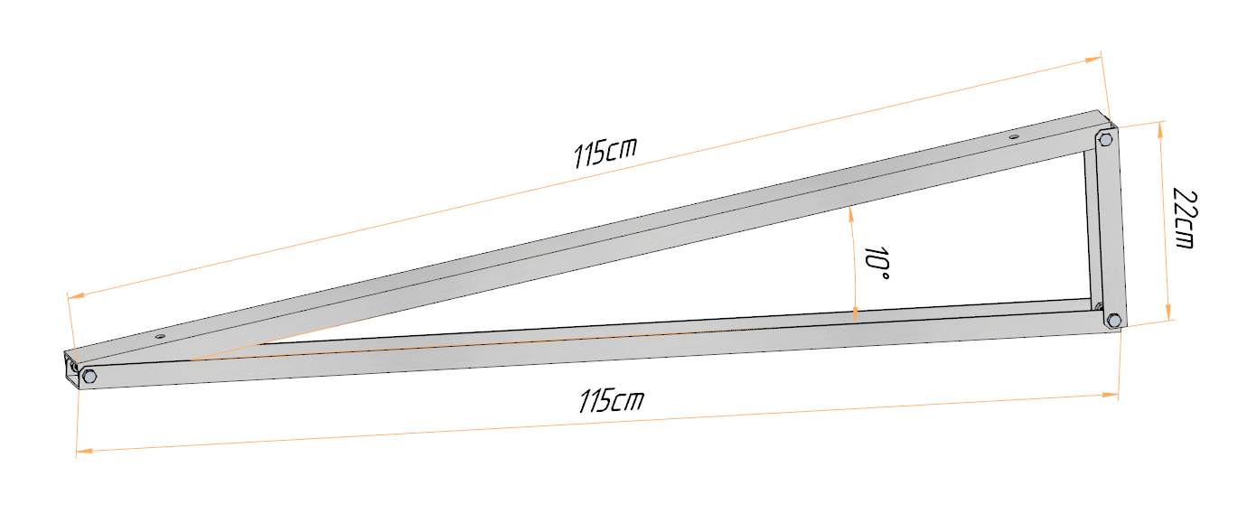 PV Solar Basisdreieck Montage Dreieck 115cm 10° 15° 20° 25° 30° 35° 40°