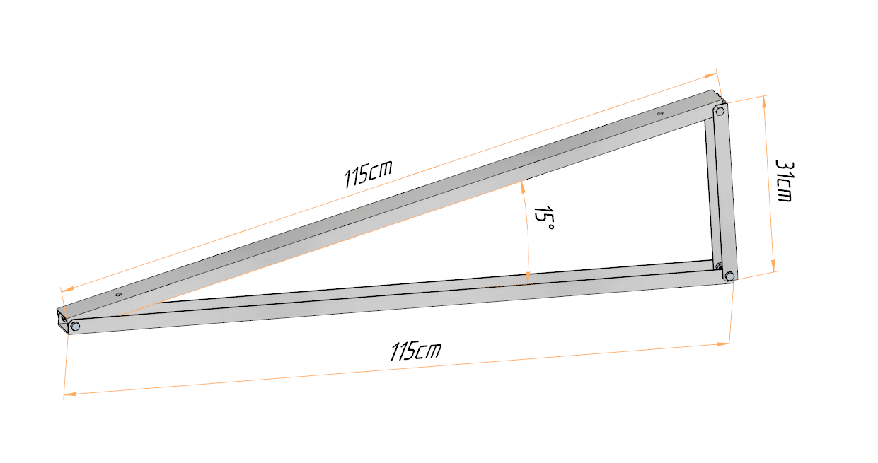PV Solar Basisdreieck Montage Dreieck 115cm 10° 15° 20° 25° 30° 35° 40°