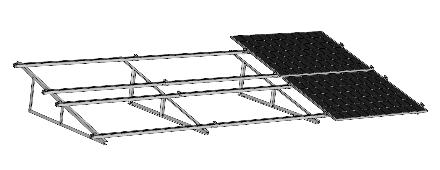 PV Solarmodul Wandhalterung Aufständerung 15° / 75° Doppelt Quer für 2-8 Module
