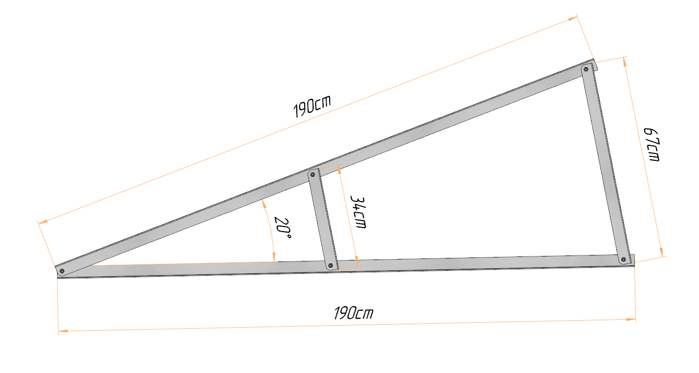 PV Solar Basisdreieck Montage Dreieck 190cm 15° 20° 25° 25° 30° 35° 40°