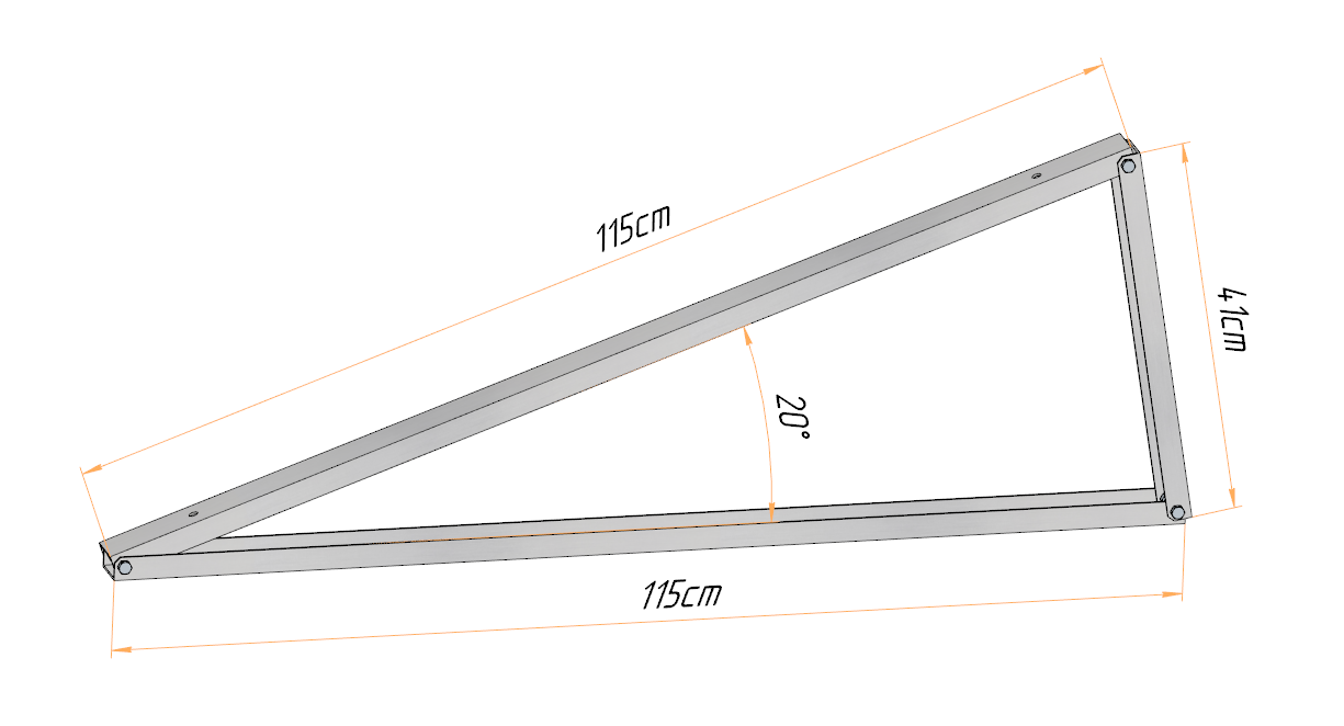 PV Solar Basisdreieck Montage Dreieck 115cm 10° 15° 20° 25° 30° 35° 40°