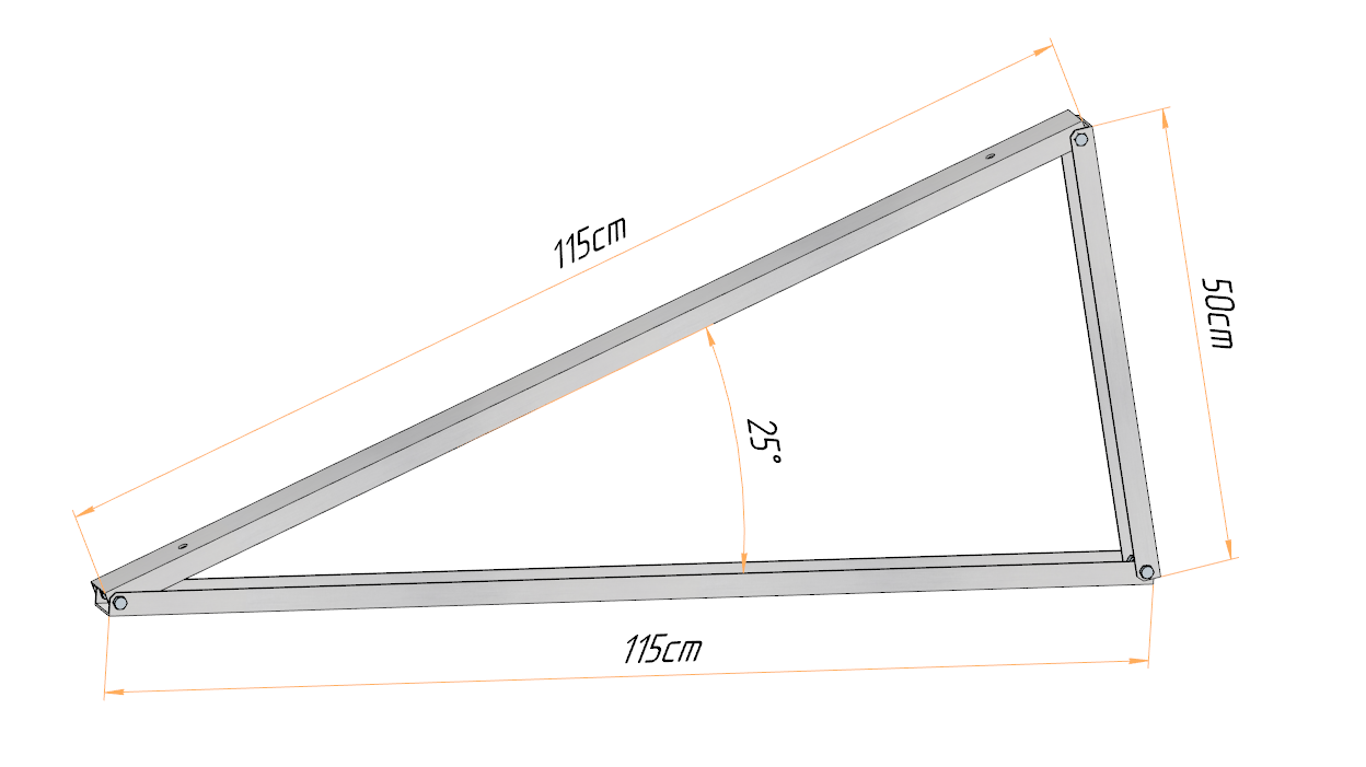 PV Solar Basisdreieck Montage Dreieck 115cm 10° 15° 20° 25° 30° 35° 40°