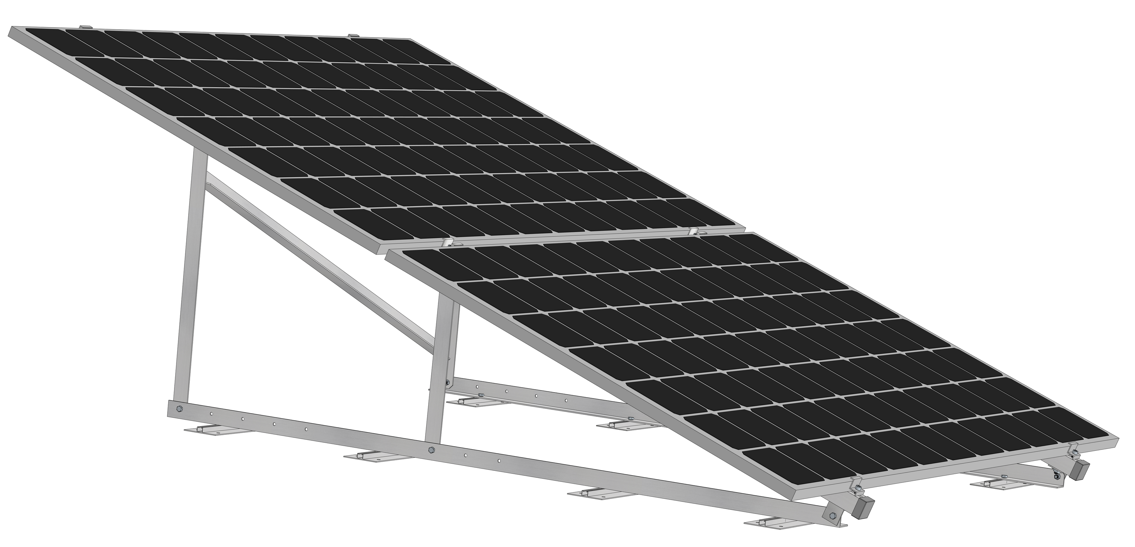 PV Solarmodul Wandhalterung Aufständerung 20° / 25° Doppelt Quer für 2 Module