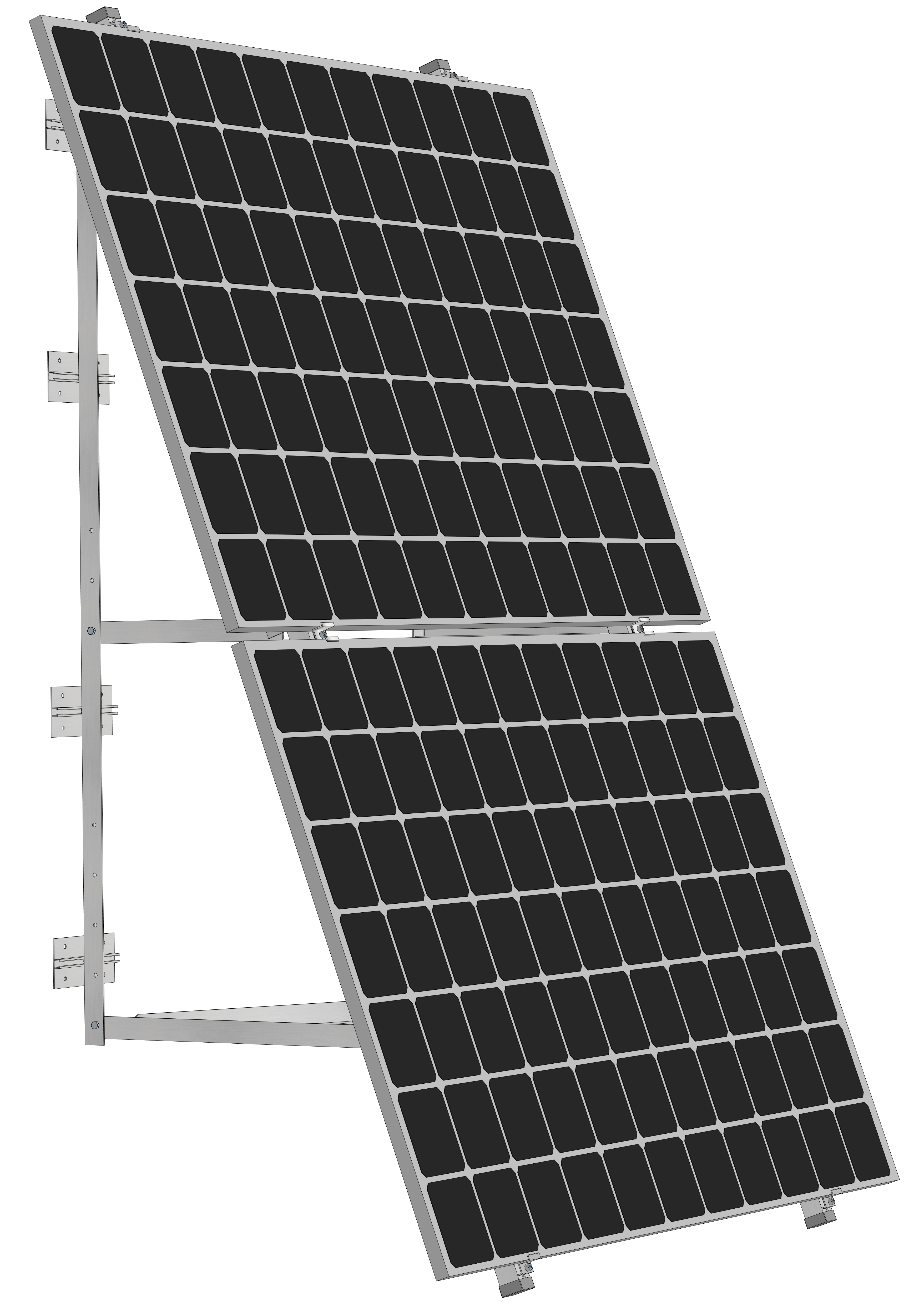PV Solarmodul Wandhalterung Aufständerung 20° / 25° Doppelt Quer für 2 Module