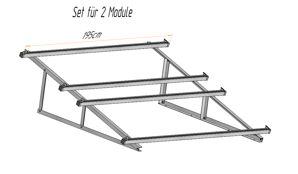 PV Solarmodul Wandhalterung Aufständerung 15° / 75° Doppelt Quer für 2-8 Module