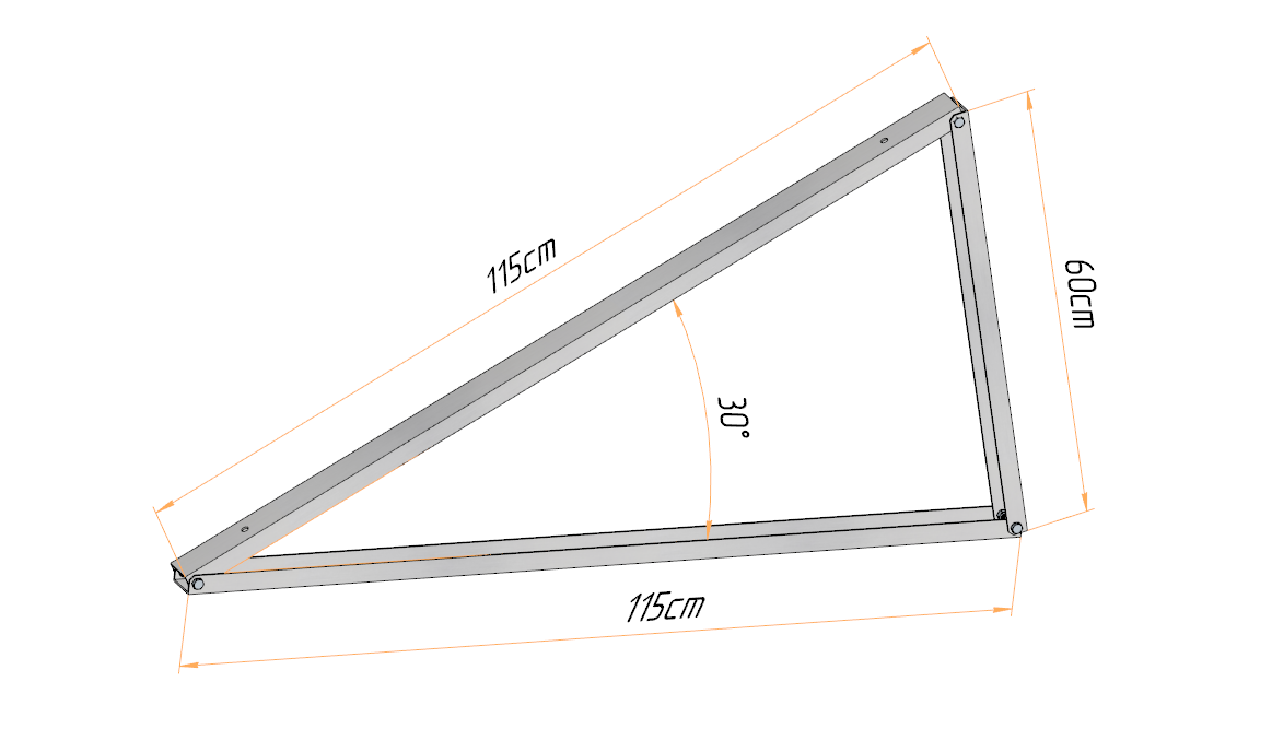 PV Solar Basisdreieck Montage Dreieck 115cm 10° 15° 20° 25° 30° 35° 40°