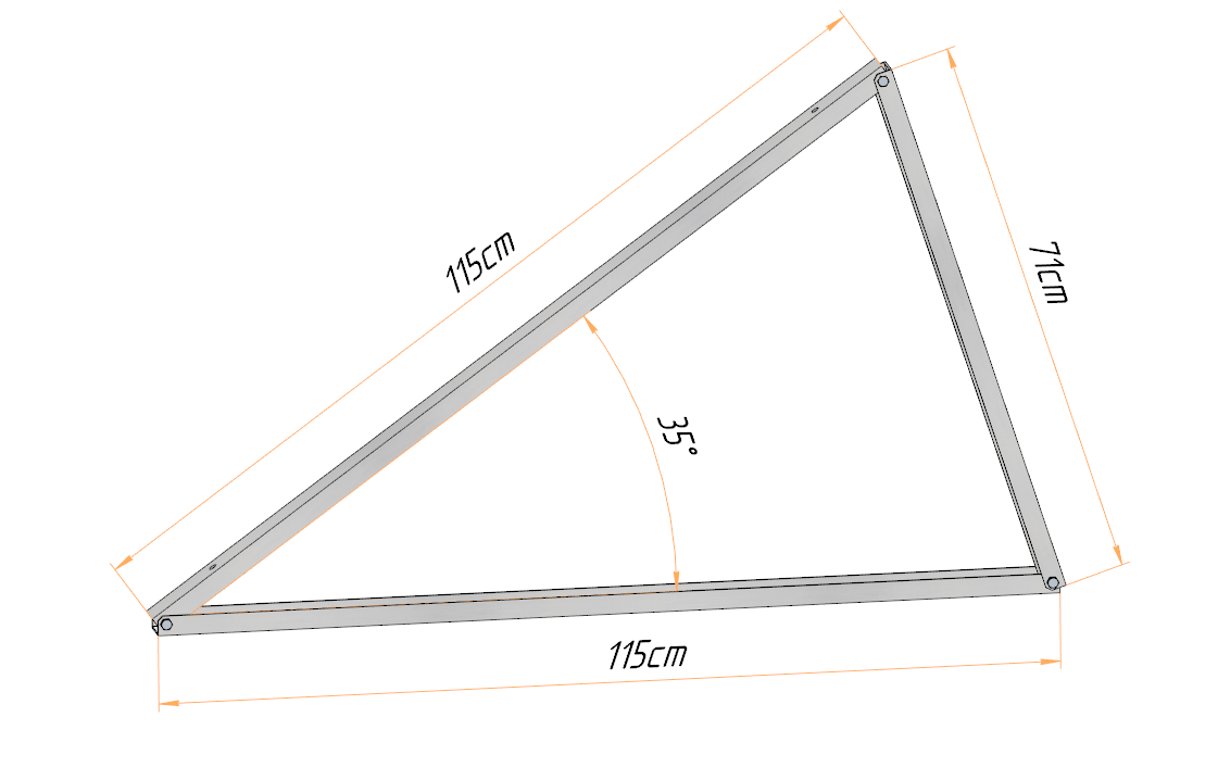 PV Solar Basisdreieck Montage Dreieck 115cm 10° 15° 20° 25° 30° 35° 40°