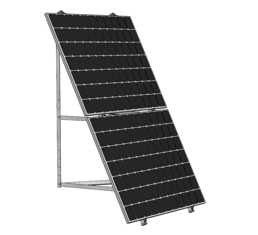 PV Solar Aufständerung Wandhalterung 2 Module – doppelte Quer-Montage 25°-35°