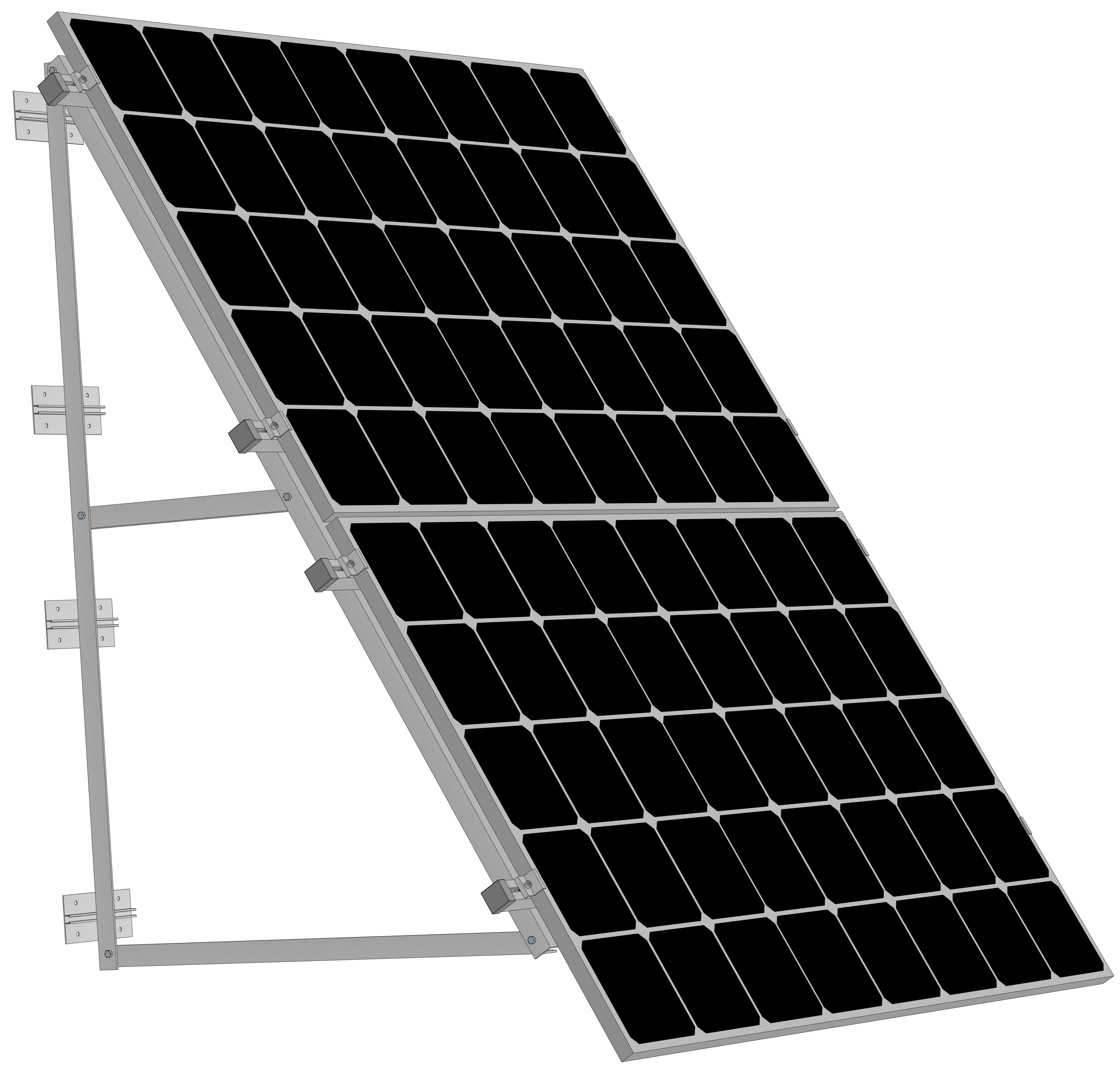 PV Solarmodul Halterung Aufständerung 30° / 60° Doppelt Quer Trapez