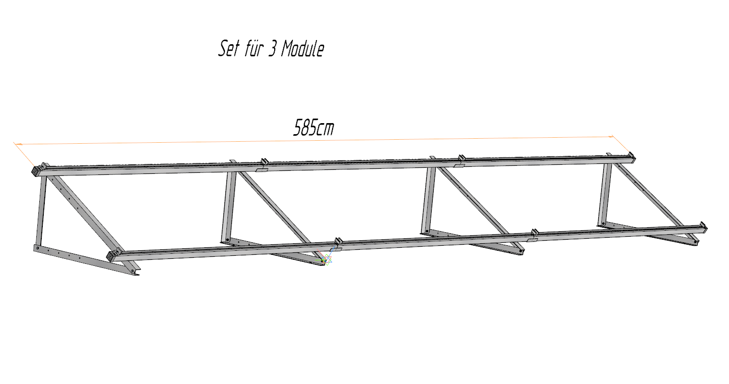 Solarmodul Aufständerung Wandhalterung Quer 30°-50° für 1-6 Module