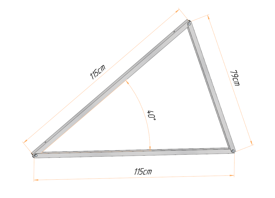 PV Solar Basisdreieck Montage Dreieck 115cm 10° 15° 20° 25° 30° 35° 40°