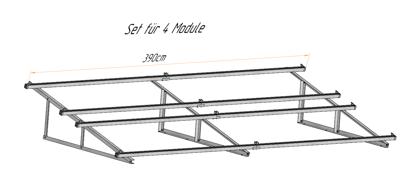 PV Solarmodul Wandhalterung Aufständerung 15° / 75° Doppelt Quer für 2-8 Module