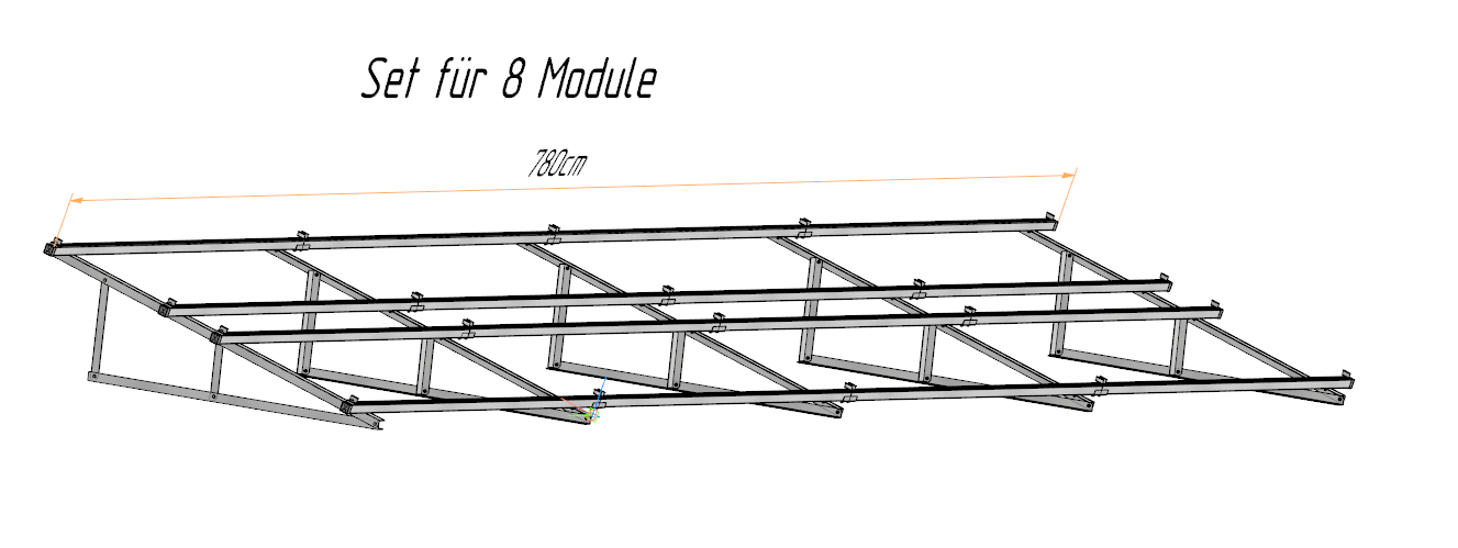 PV Solarmodul Wandhalterung Aufständerung 15° / 75° Doppelt Quer für 2-8 Module