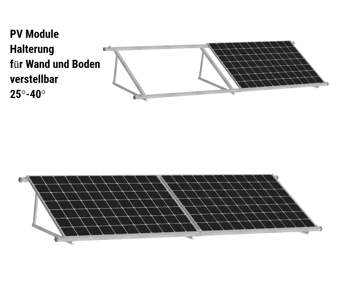 Solarmodul Aufständerung Wandhalterung 25°-40° PV Halterung 2-6 Module
