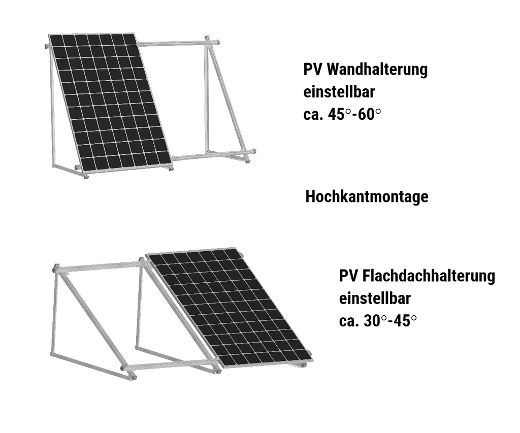 Solarmodul Aufständerung Wandhalterung 30°-45° PV Halterung Hochkant