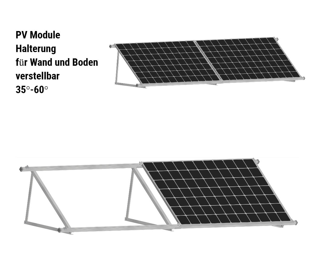 Solarmodul Aufständerung Wandhalterung 35°-60° PV Halterung 2-6 Module
