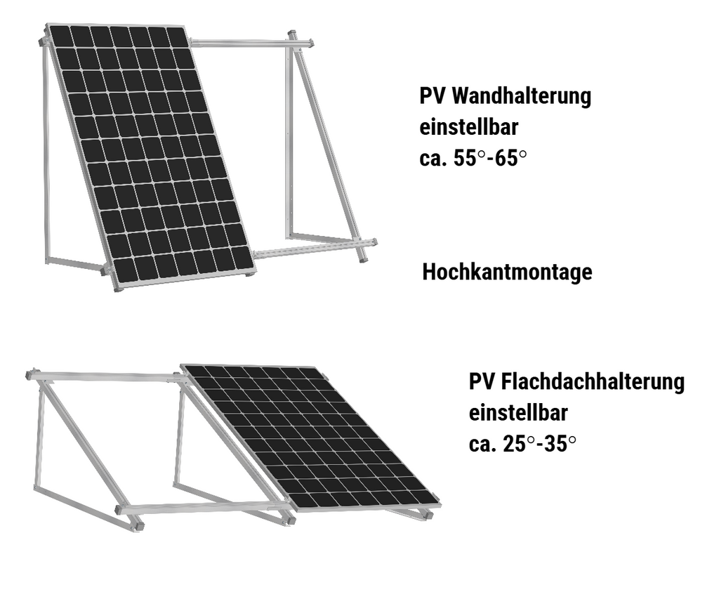 Solarmodul Aufständerung Wandhalterung 25°-35° PV Halterung Hochkant