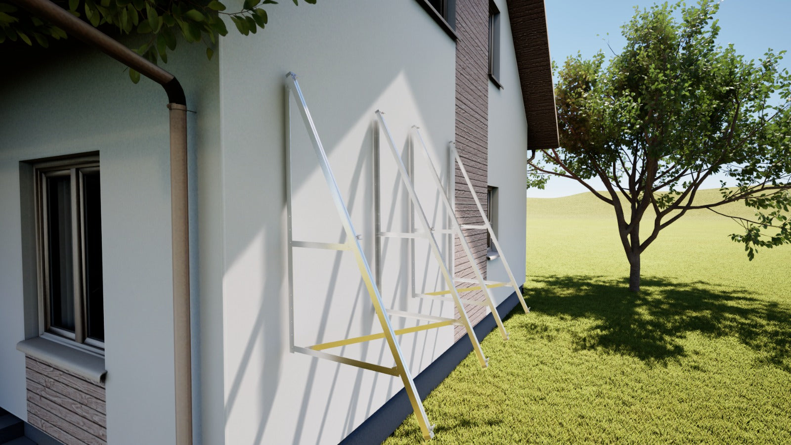 PV Solarmodul Wandhalterung Aufständerung 25° / 30° Doppelt Quer für 2 Module