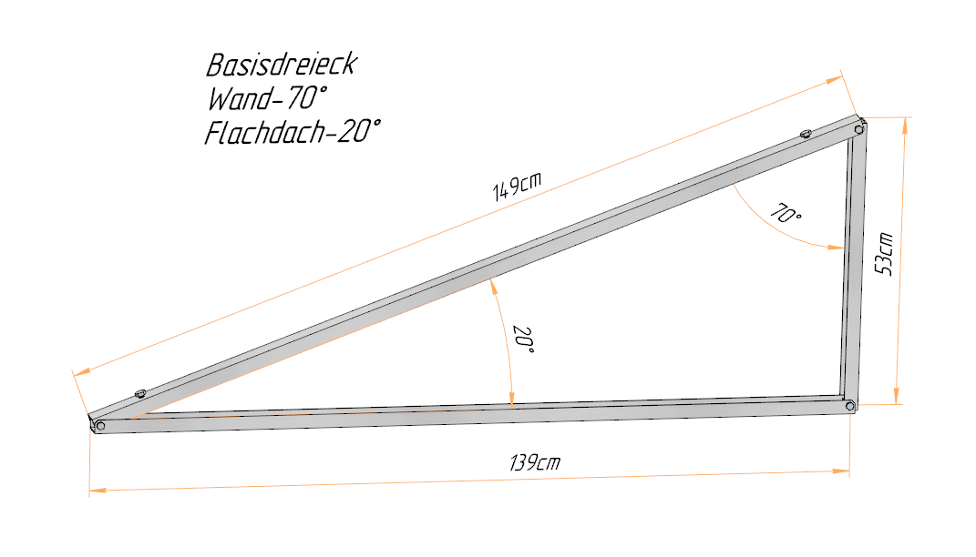 PV Solarmodul Wandhalterung Bodenhalterung (hochkant) 20° / 70°