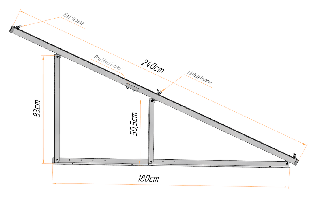 PV Solarmodul Wandhalterung Aufständerung 25° / 30° Doppelt Quer für 2 Module