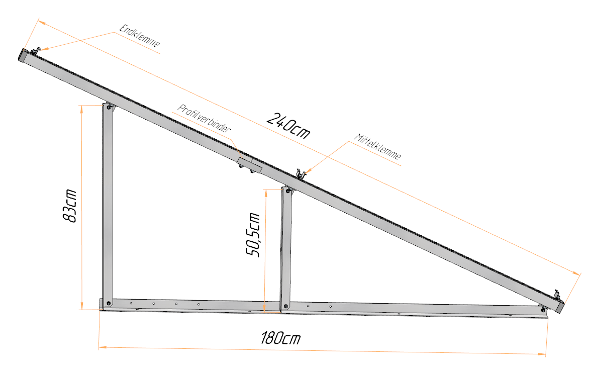 PV Solarmodul Wandhalterung Aufständerung 25° / 30° Doppelt Quer für 2 Module