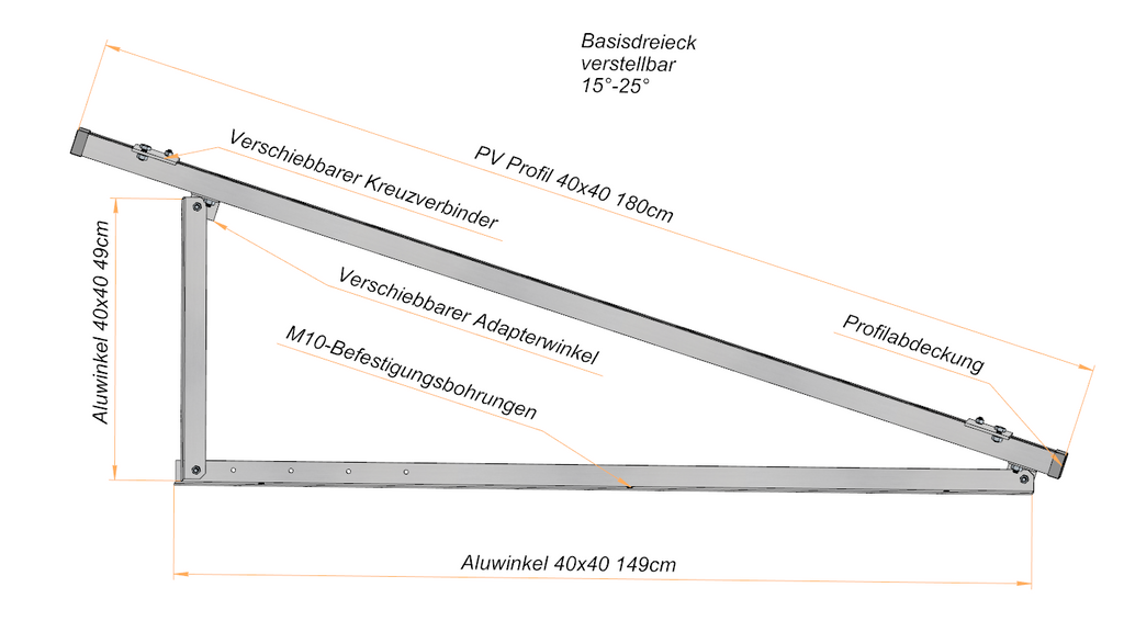 Solarmodul Aufständerung Wandhalterung 15°-25° PV Halterung Hochkant