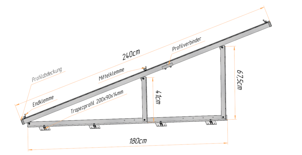PV Solarmodul Wandhalterung Aufständerung 20° / 25° Doppelt Quer für 2 Module