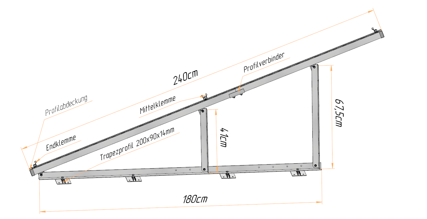 PV Solarmodul Wandhalterung Aufständerung 20° / 25° Doppelt Quer für 2 Module
