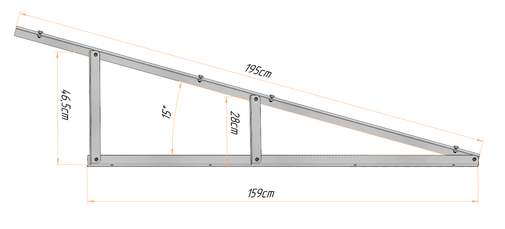 PV Solarmodul Wandhalterung Aufständerung 15° / 75° Doppelt Quer für 2-8 Module