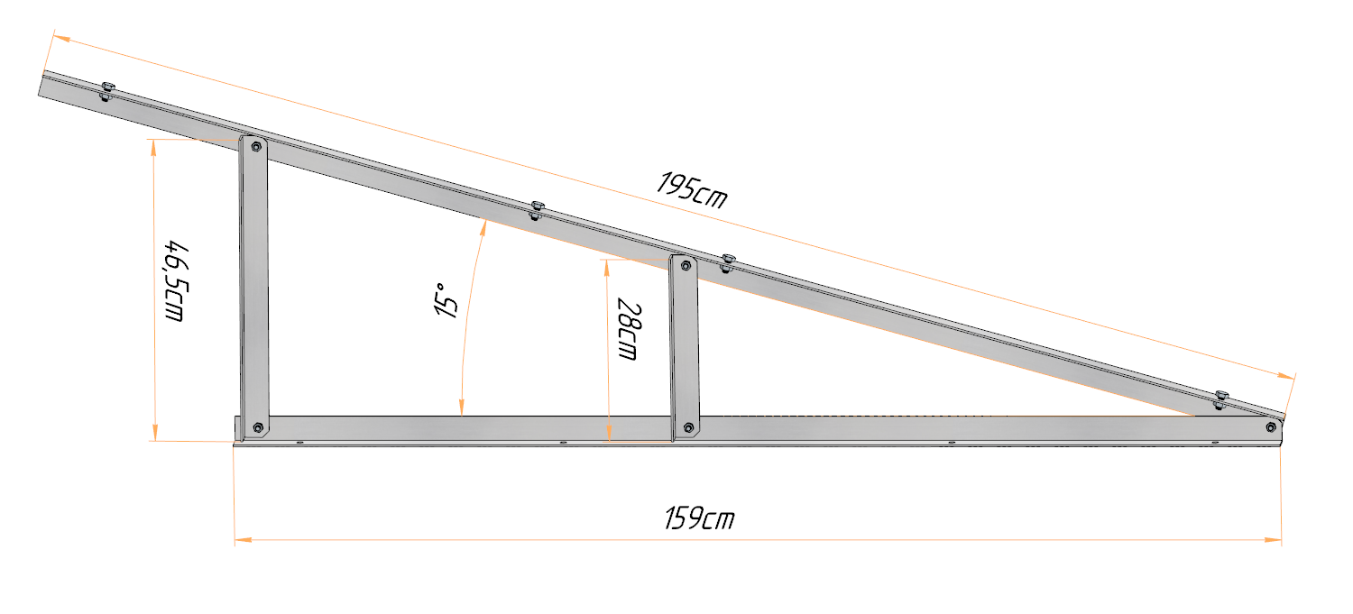 PV Solarmodul Wandhalterung Aufständerung 15° / 75° Doppelt Quer für 2-8 Module