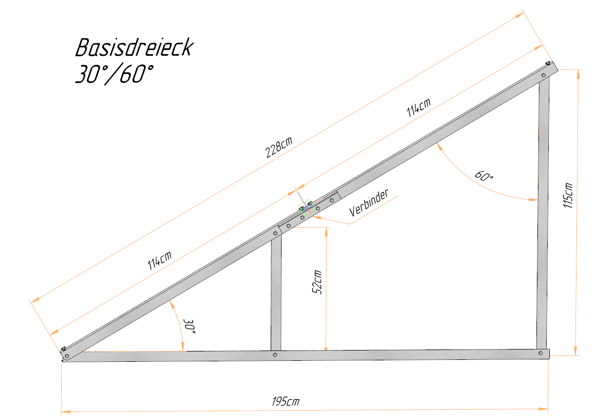 Solar PV-Aufständerung Wandhalterung für 4 Module im Querformat 25° 30°