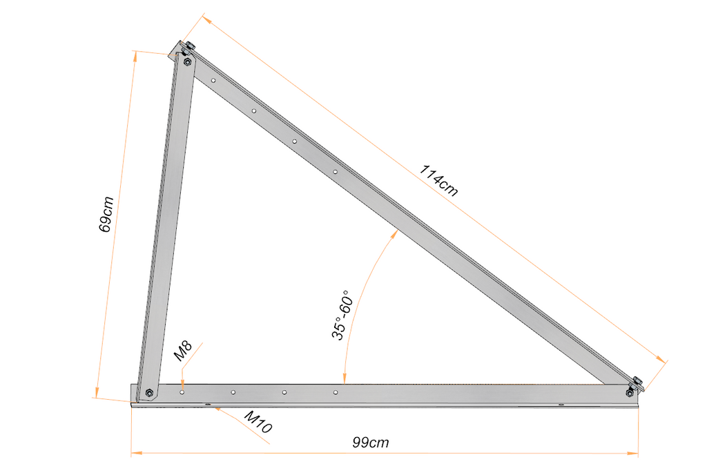 Solarmodul Aufständerung Wandhalterung 35°-60° PV Halterung 2-6 Module