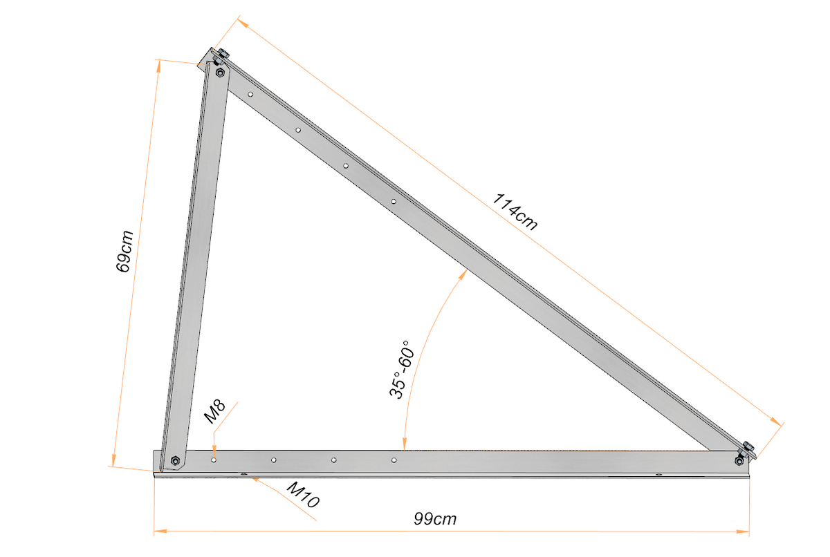 Solarmodul Aufständerung Wandhalterung 35°-60° PV Halterung 2-6 Module