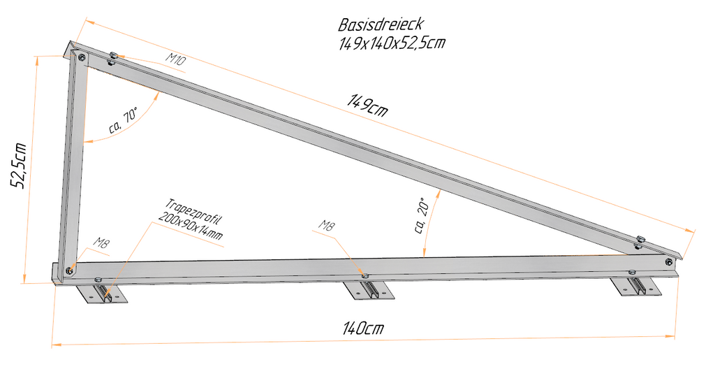 Solar Solarmodul Wand- / Bodenhalterung (hochkant) 20°/70°