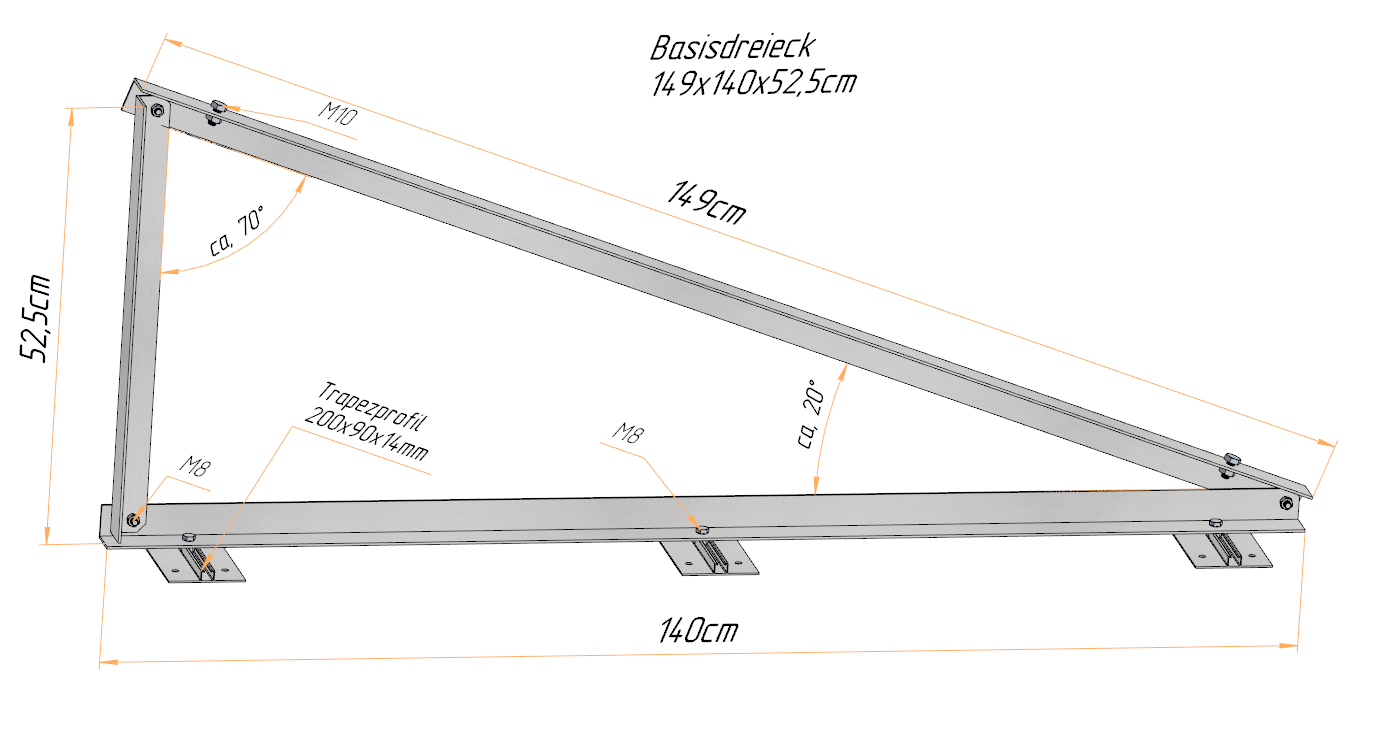 Solar Solarmodul Wand- / Bodenhalterung (hochkant) 20°/70°