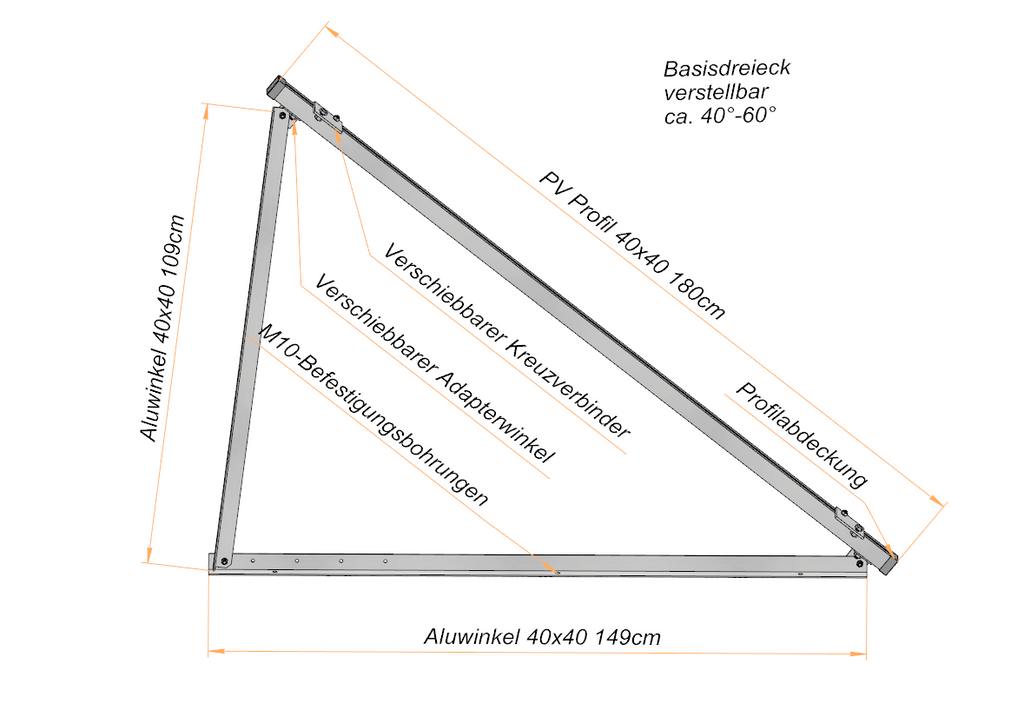 Solarmodul Aufständerung Wandhalterung 40°-60° PV Halterung Hochkant