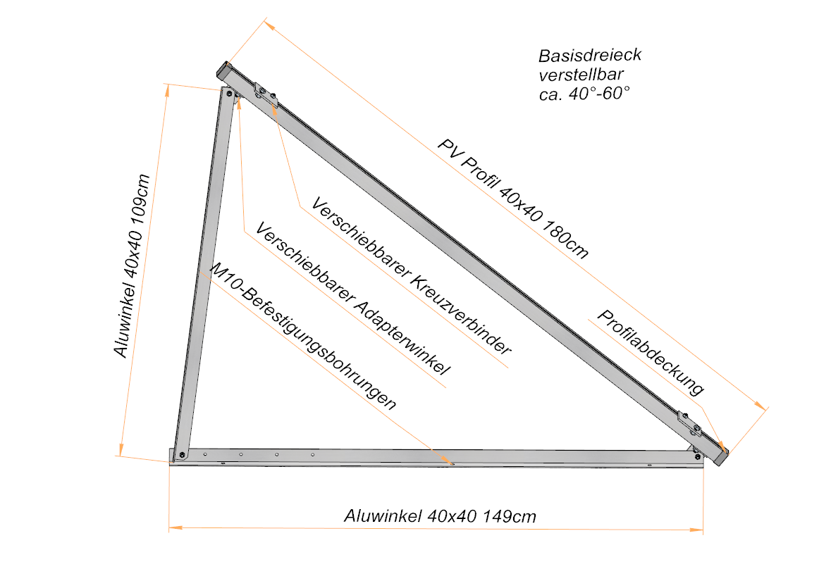 Solarmodul Aufständerung Wandhalterung 40°-60° PV Halterung Hochkant