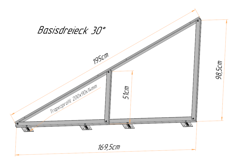 PV Solarmodul Halterung Aufständerung 30° / 60° Doppelt Quer Trapez