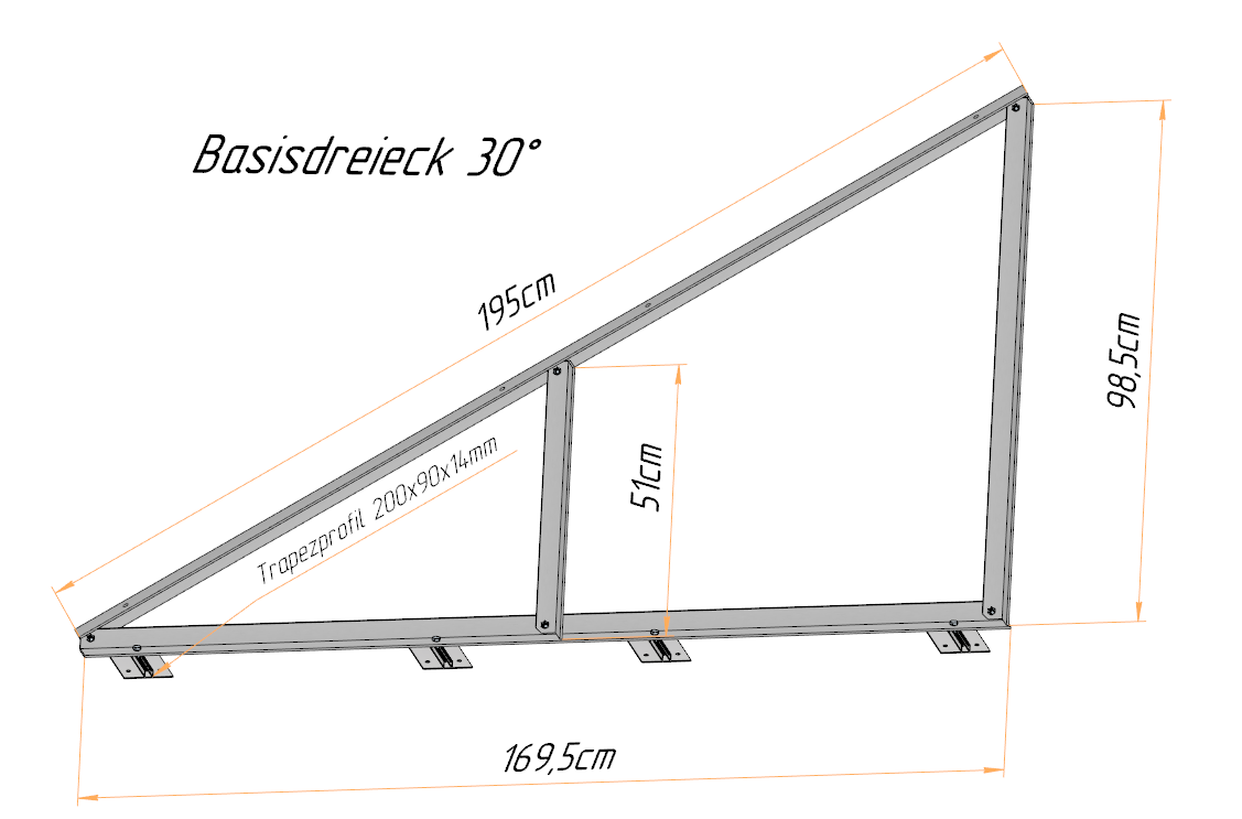 PV Solarmodul Halterung Aufständerung 30° / 60° Doppelt Quer Trapez