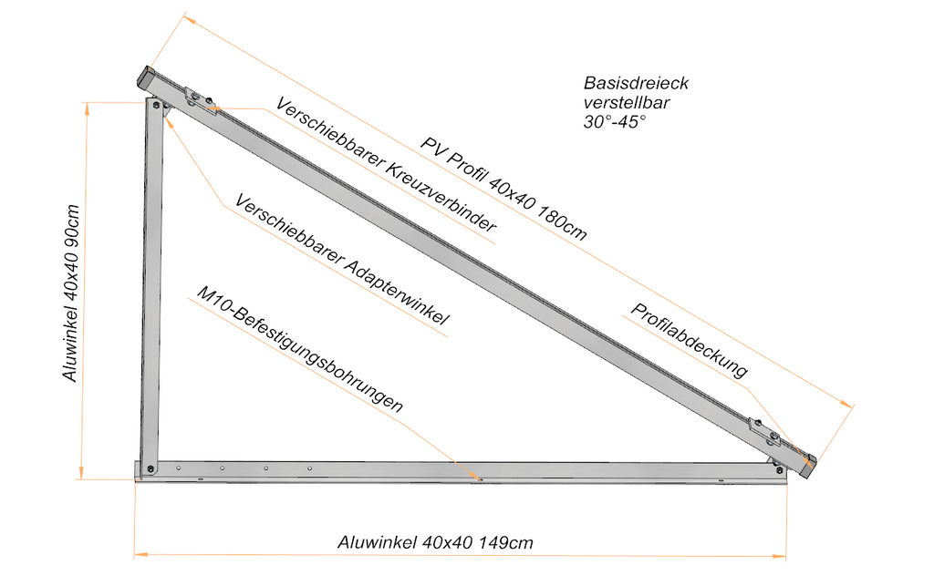 Solarmodul Aufständerung Wandhalterung 30°-45° PV Halterung Hochkant
