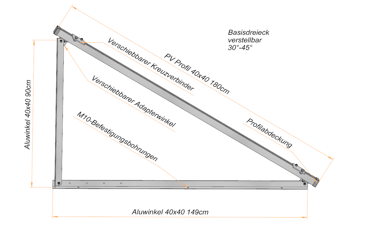 Solarmodul Aufständerung Wandhalterung 30°-45° PV Halterung Hochkant