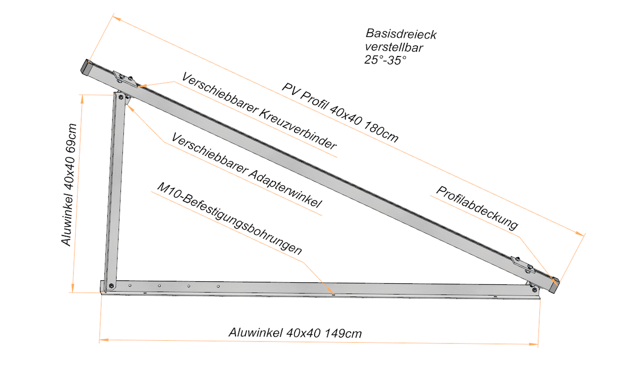 Solarmodul Aufständerung Wandhalterung 25°-35° PV Halterung Hochkant