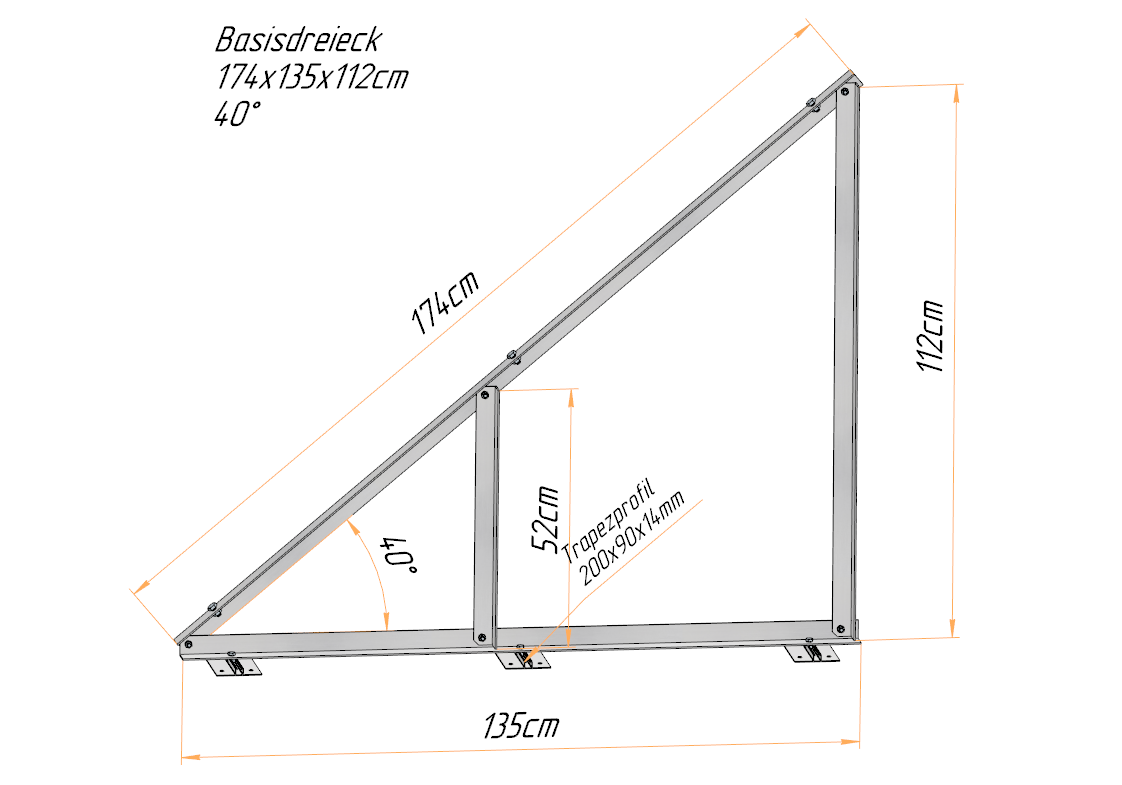 Solar Solarmodul Wandhalterung Bodenhalterung (hochkant) 40° / 50° Trapez