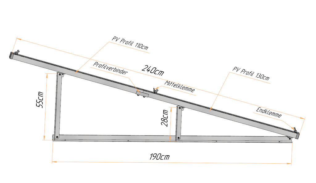 PV Solarmodul Wandhalterung Aufständerung 15° / 75° Doppelt Quer für 2 Module