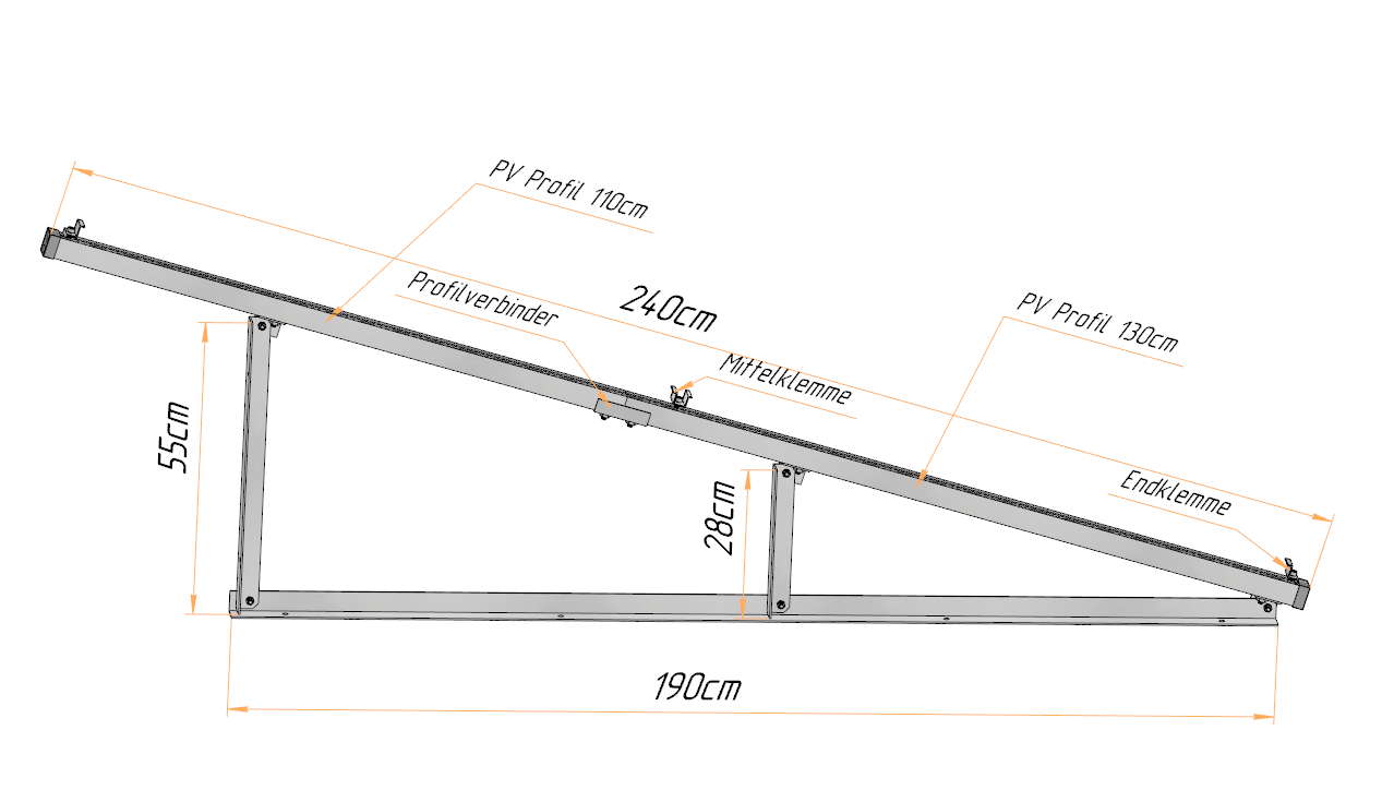 PV Solarmodul Wandhalterung Aufständerung 15° / 75° Doppelt Quer für 2 Module