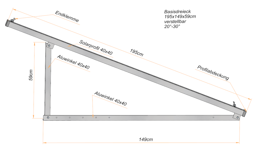 PV Solarmodul Wandhalterung Aufständerung 20°- 30° ballasthalterungen