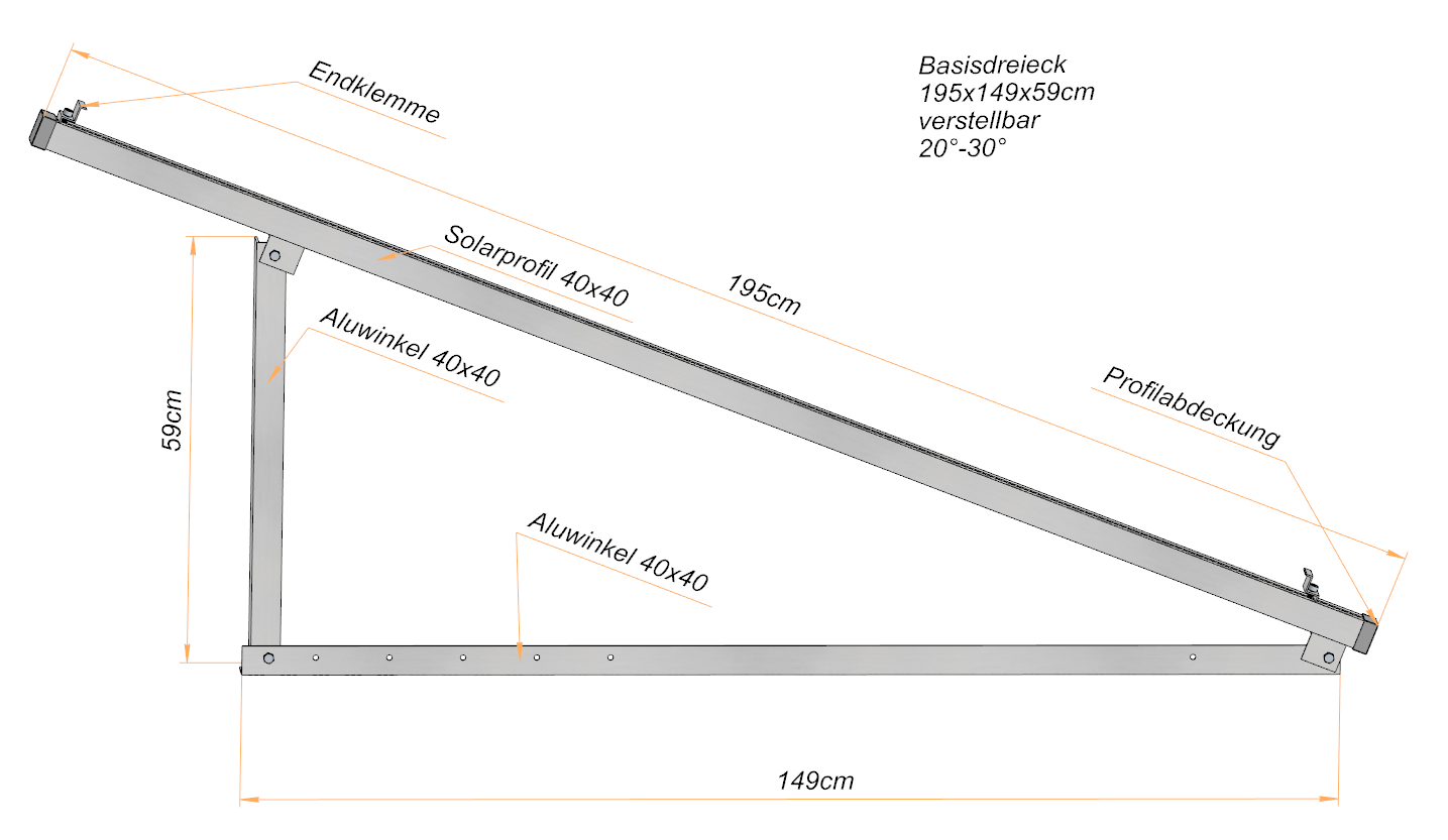 PV Solarmodul Wandhalterung Aufständerung 20°- 30° ballasthalterungen