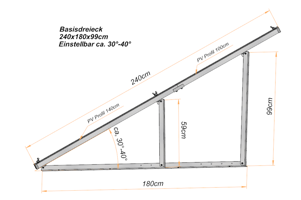 PV Solarmodul Wandhalterung Aufständerung 30° - 40° Doppelt Quer für 2 Module
