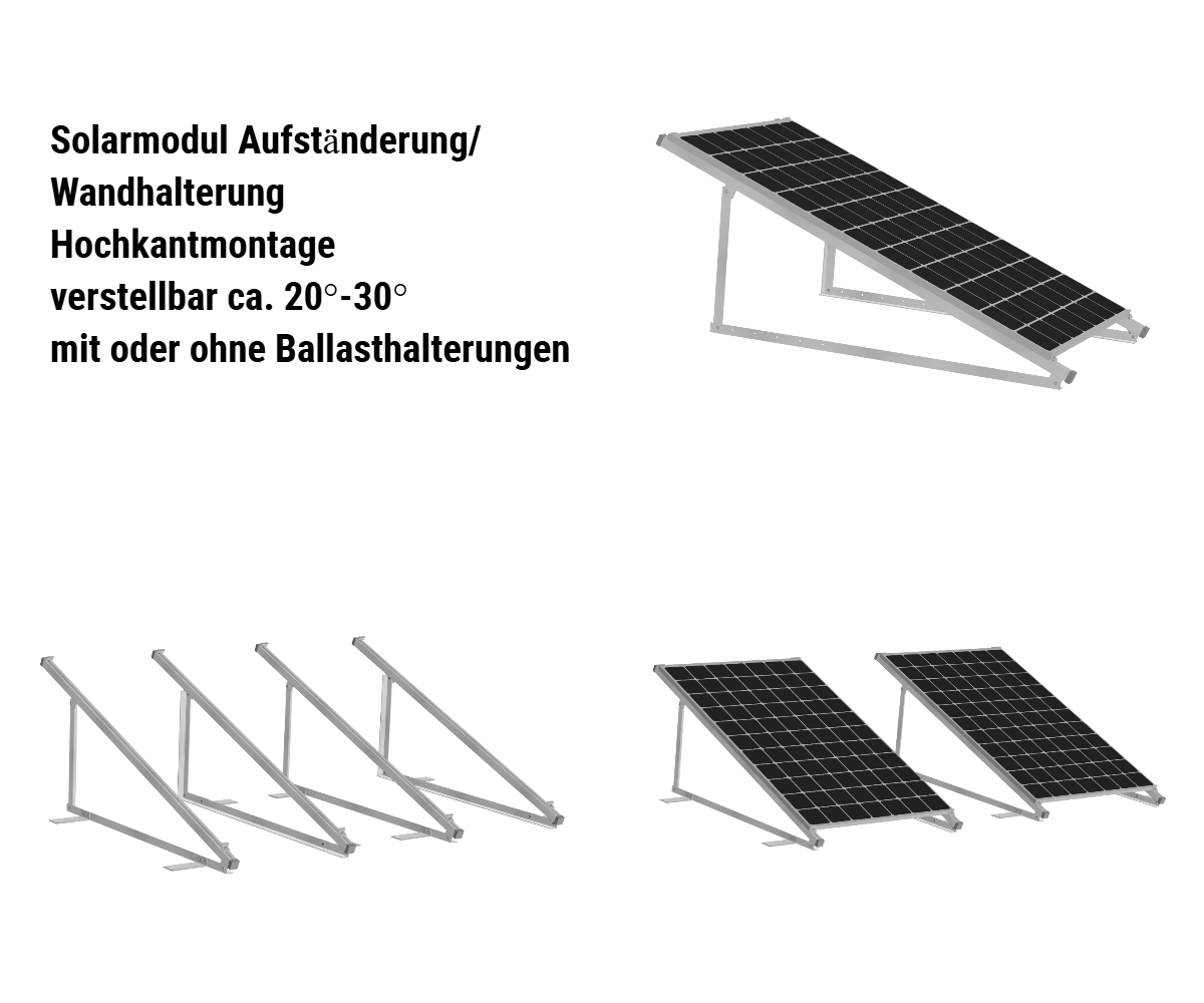 PV Solarmodul Wandhalterung Aufständerung 20°- 30° ballasthalterungen