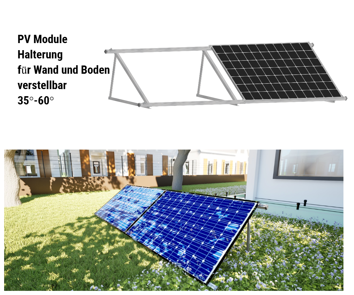 Solarmodul Aufständerung Wandhalterung 35°-60° PV Halterung 2-6 Module